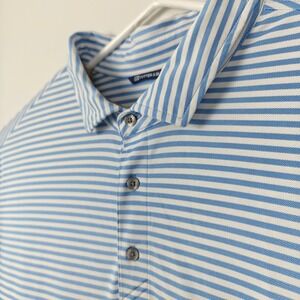 Cutter & Buck Mens Golf Polo Shirt Blue White Striped Short Sleeve Tall Large